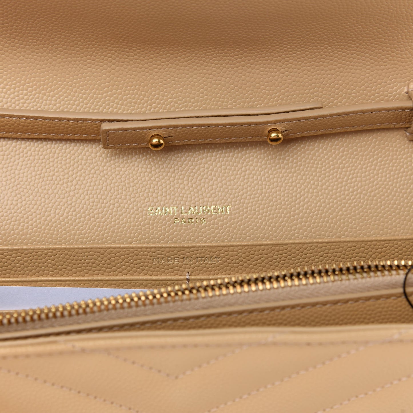Grain De Poudre Matelasse Chevron Monogram Chain Wallet Nude Powder