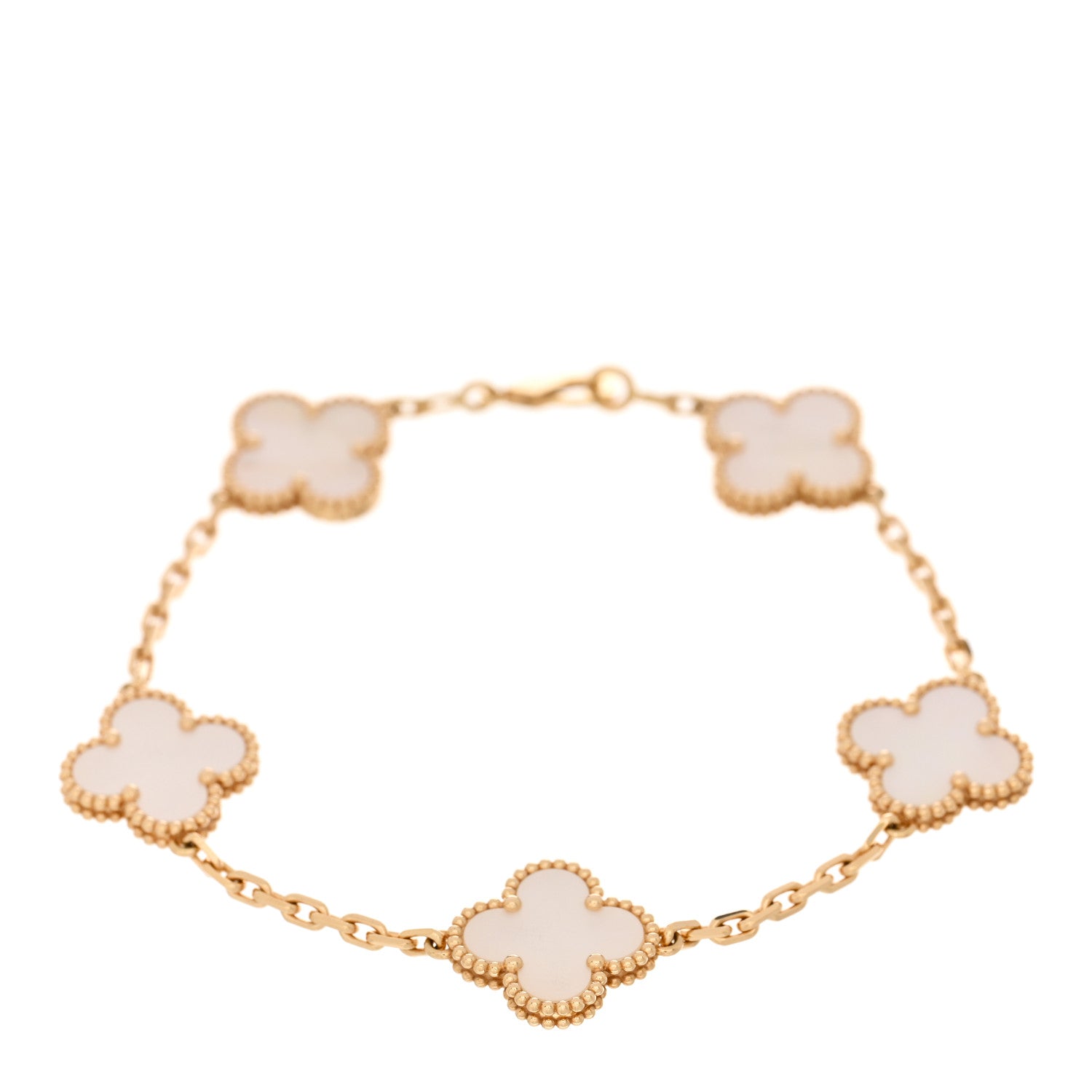 Van Cleef & Arpels 18K Yellow Gold Mother of Pearl 5 Motifs Vintage Alhambra Bracelet 1 of 4