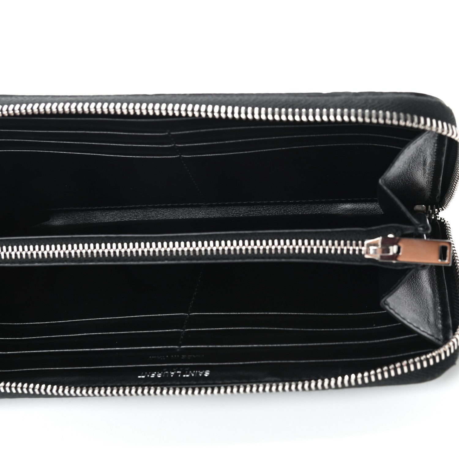 Saint Laurent Calfskin Crocodile Embossed Monogram Zip Around Wallet Black 5 of 7