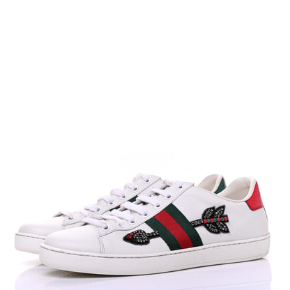 Gucci Calfskin Web Studded Womens Arrow Ace Sneakers 40 White 3 of 14