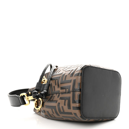 Fendi Vitello Liberty F is Fendi Bi-Color FF 1974 Embossed Mini Mon Tresor Bucket Bag Maya Black 4 of 11