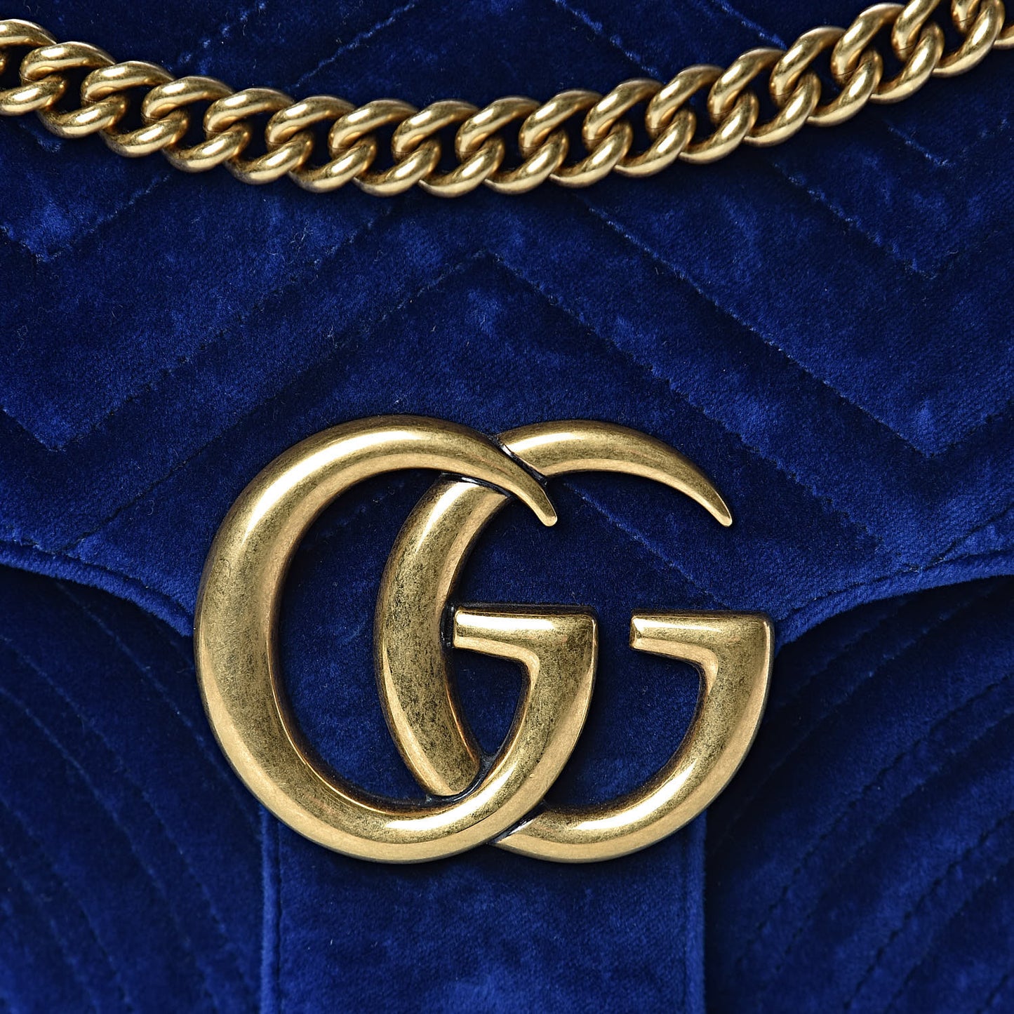 Velvet Matelasse Medium GG Marmont Shoulder Bag Cobalt Blue