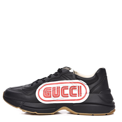 Gucci X SEGA Calfskin Logo Mens Rhyton Sneakers 12.5 Black 1 of 9