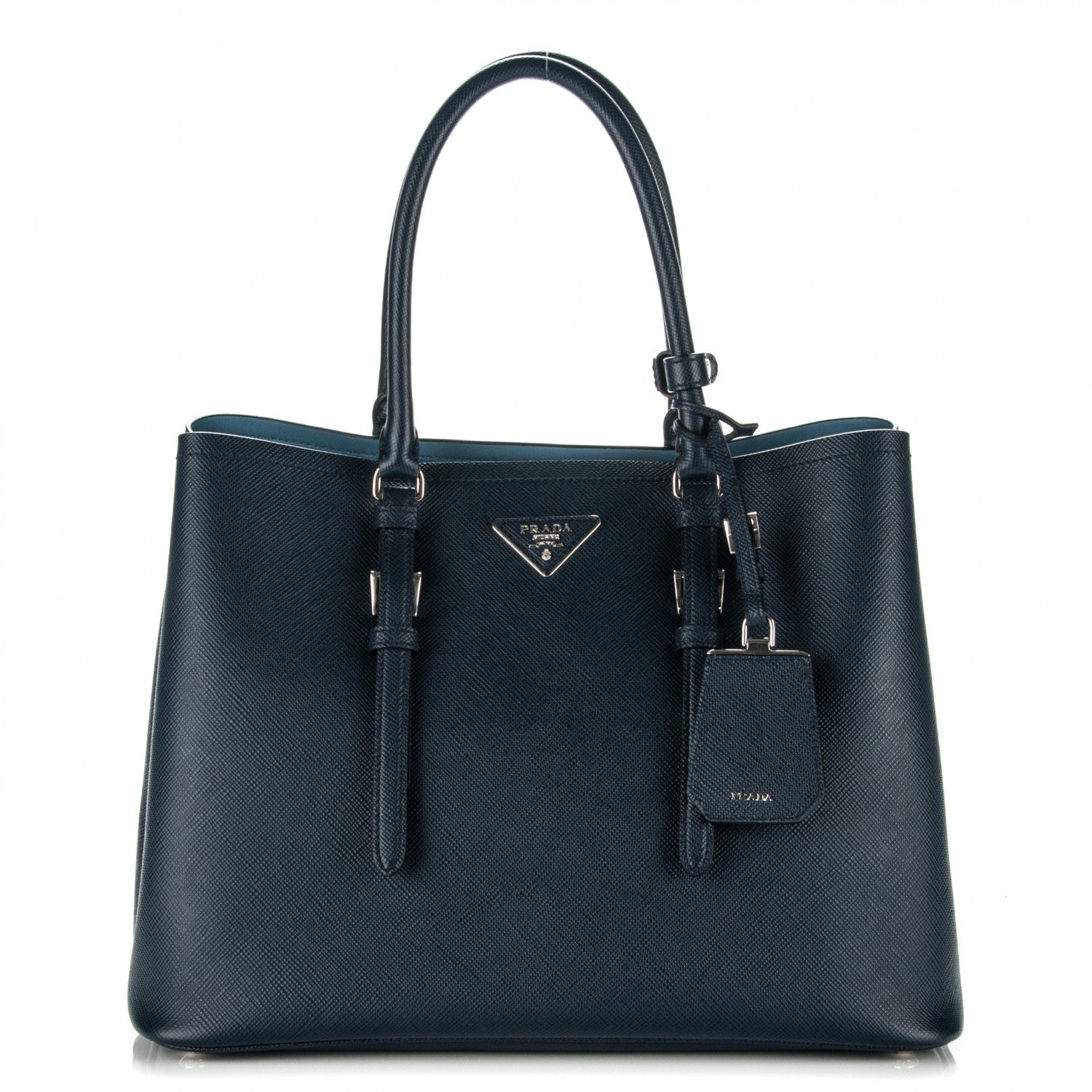 Prada Saffiano Cuir Medium Double Handle Tote Baltico Astrale 1 of 7