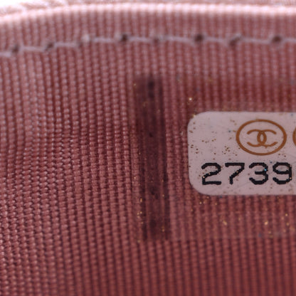 Chanel Metallic Caviar Chevron Quilted Vintage Mademoiselle Flap Card Holder Pink 8 of 8