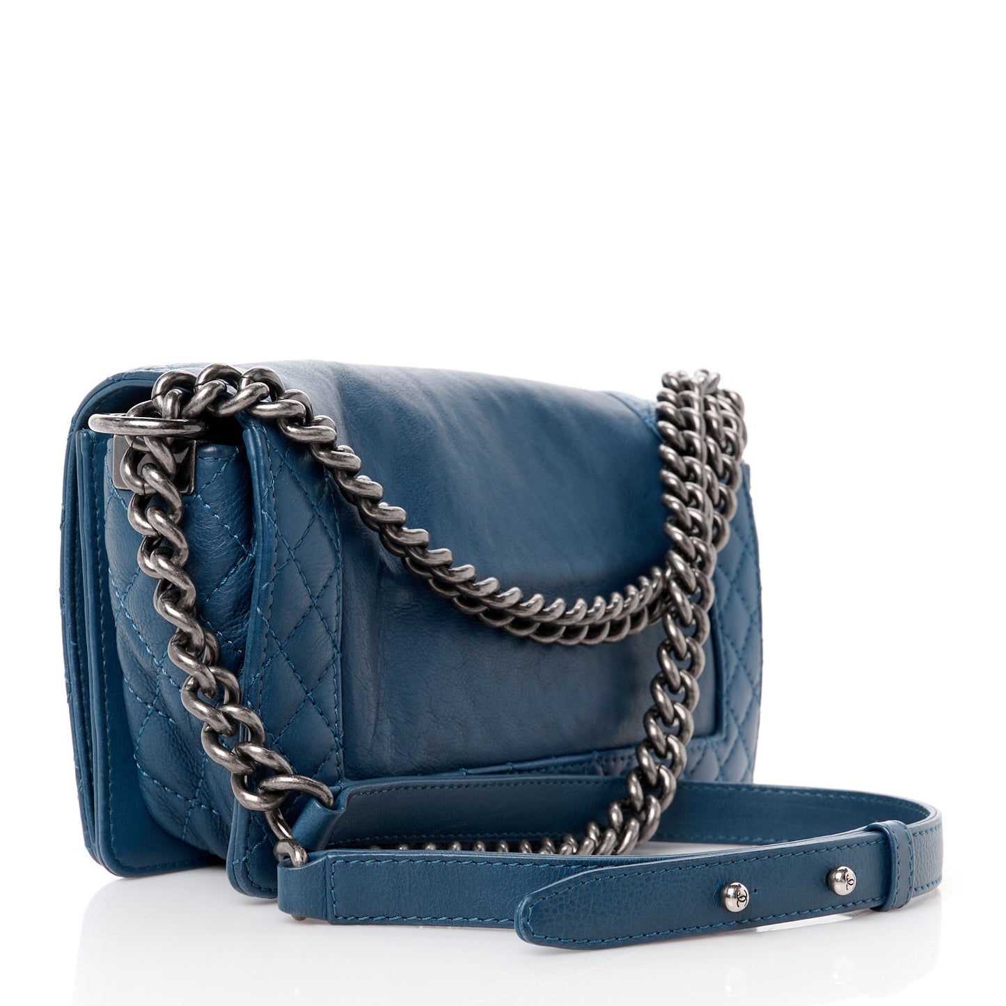 Calfskin Medium Boy Reverso Flap Blue