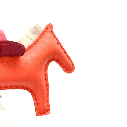 Hermes Milo Lambskin Grigri Rodeo Horse Bag Charm PM Orange Poppy Craie Terre Battue 3 of 4