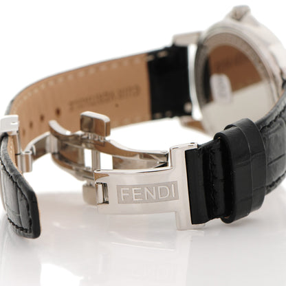 Fendi Stainless Steel Alligator 37mm 2200M Round Loop Quartz Watch Black 6 of 9
