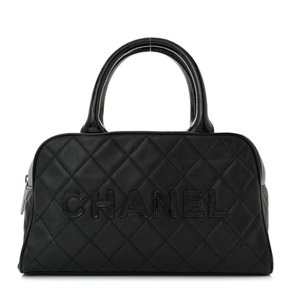Chanel Caviar Patent Quilted Bowler Black 1 of 11