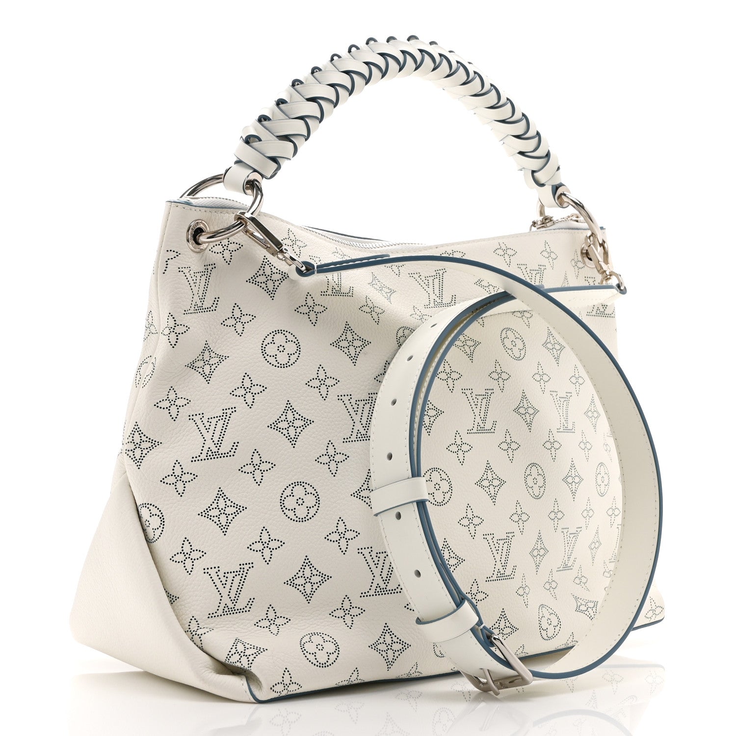Louis Vuitton Mahina Beaubourg Hobo MM Snow Orage Blue 3 of 9