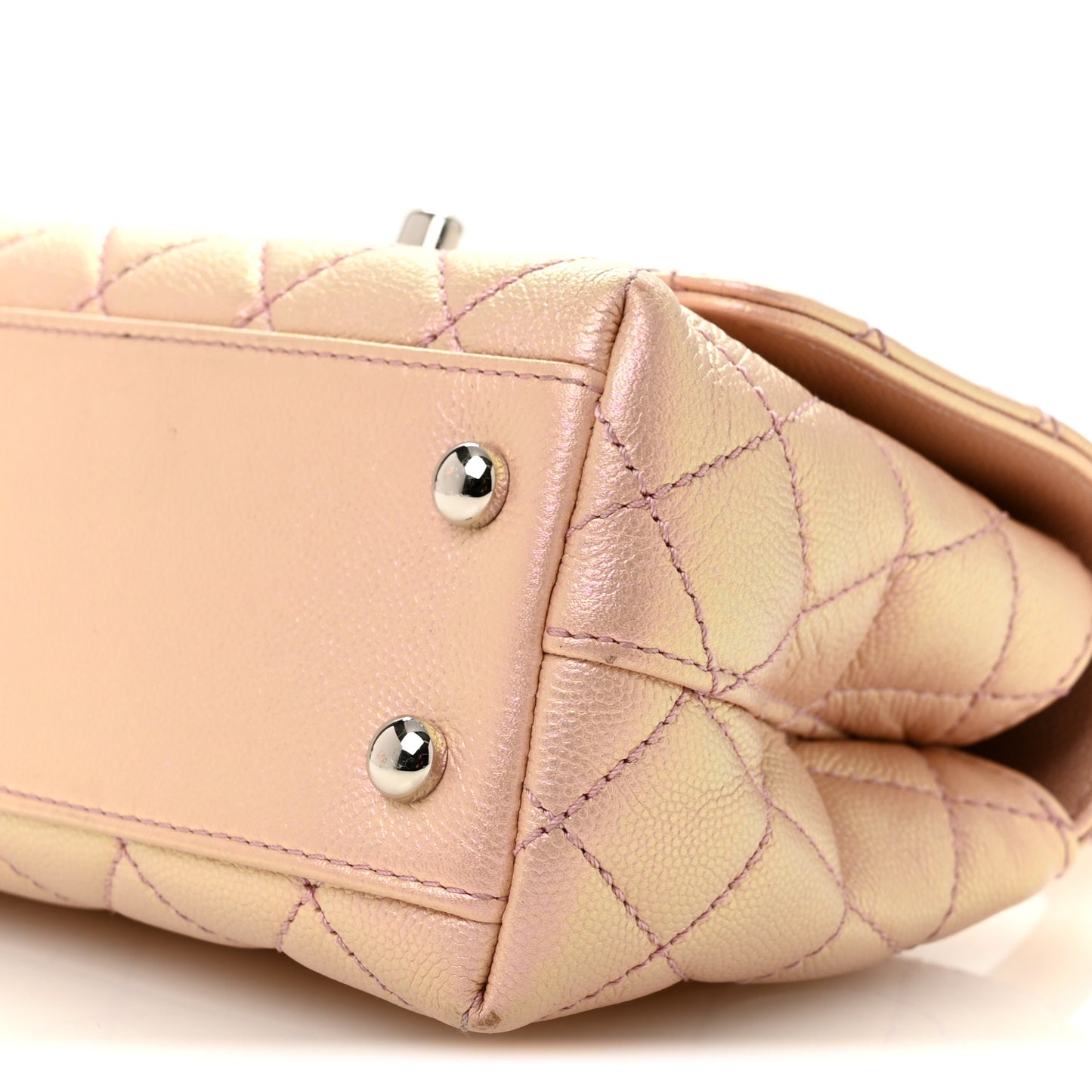 Iridescent Caviar Quilted Extra Mini Coco Handle Flap Light Pink