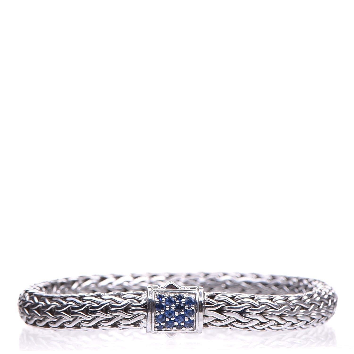 John Hardy Sterling Silver Blue Sapphire Classic Chain Clasp Bracelet M 1 of 5