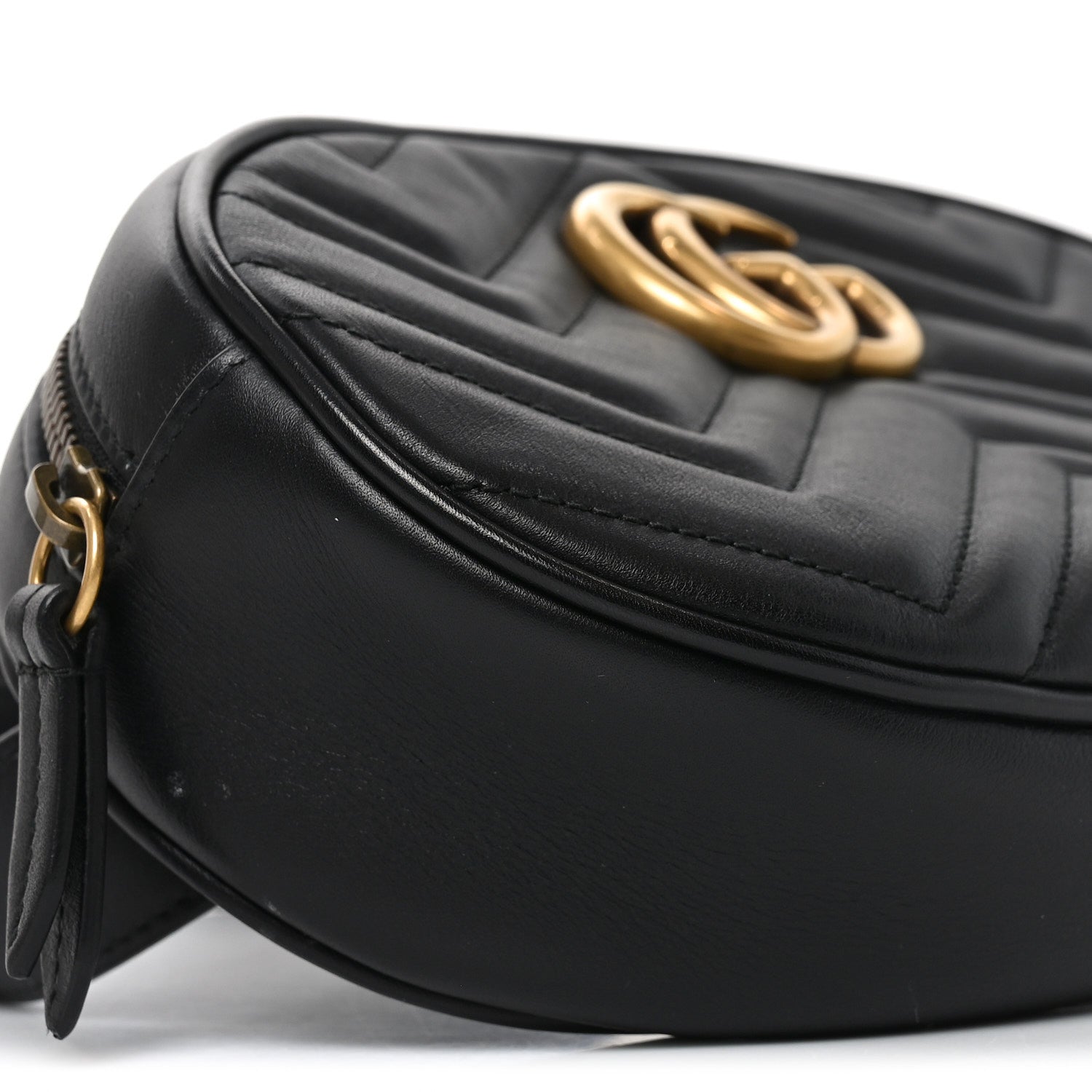 Gucci Calfskin Matelasse GG Marmont Belt Bag Black 9 of 10