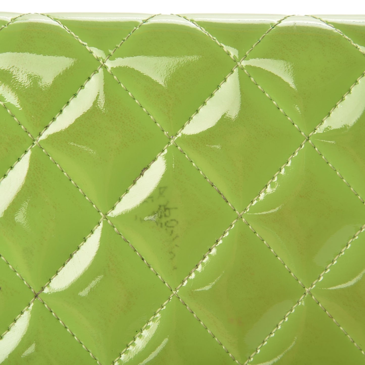 Patent Quilted Brilliant Yen Wallet Green