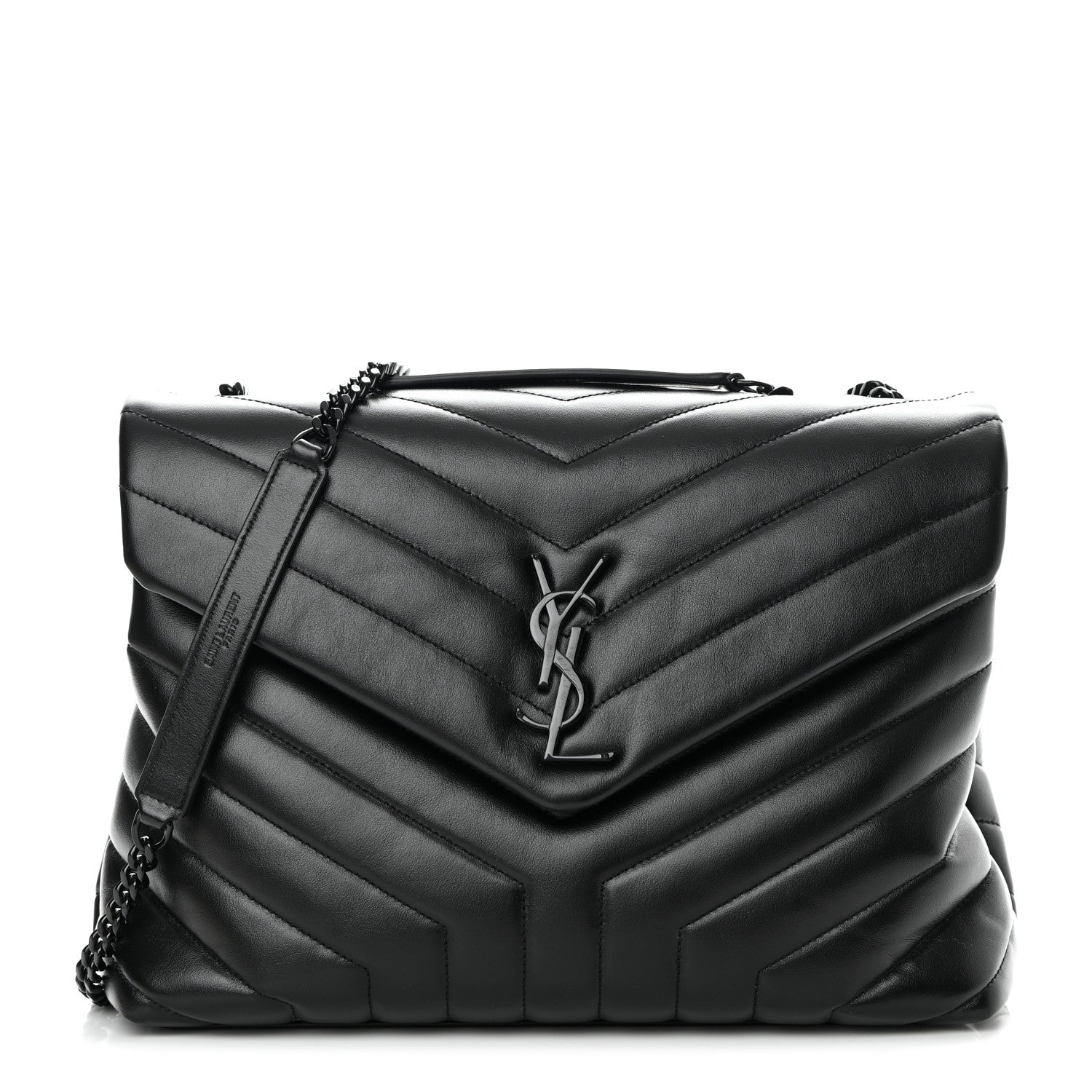 Saint Laurent Calfskin Y Quilted Monogram Monochrome Medium Loulou Chain Satchel Black 1 of 13
