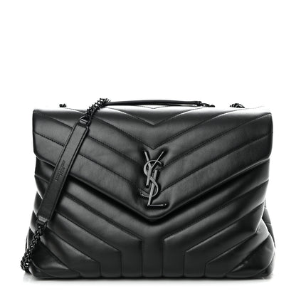 Saint Laurent Calfskin Y Quilted Monogram Monochrome Medium Loulou Chain Satchel Black 1 of 13