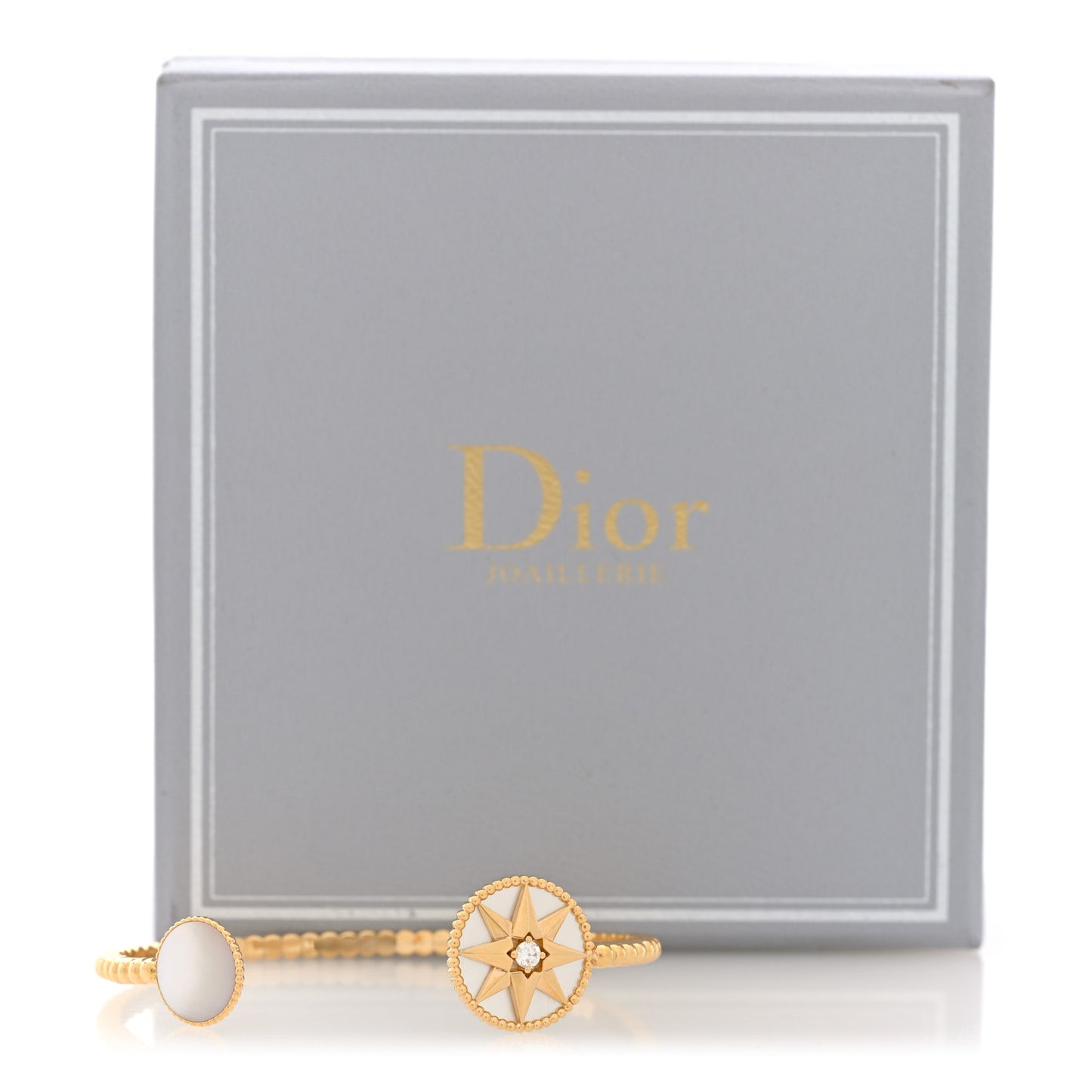 18K Yellow Gold Diamond Mother of Pearl Rose Des Vents Cuff Bracelet