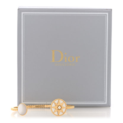 Christian Dior 18K Yellow Gold Diamond Mother of Pearl Rose Des Vents Cuff Bracelet 4 of 4