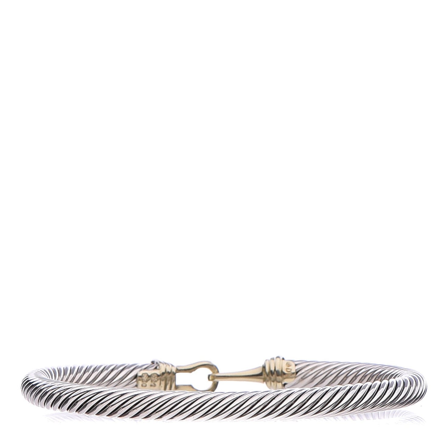 Sterling Silver 14K Yellow Gold 5mm Cable Classic Buckle Bracelet