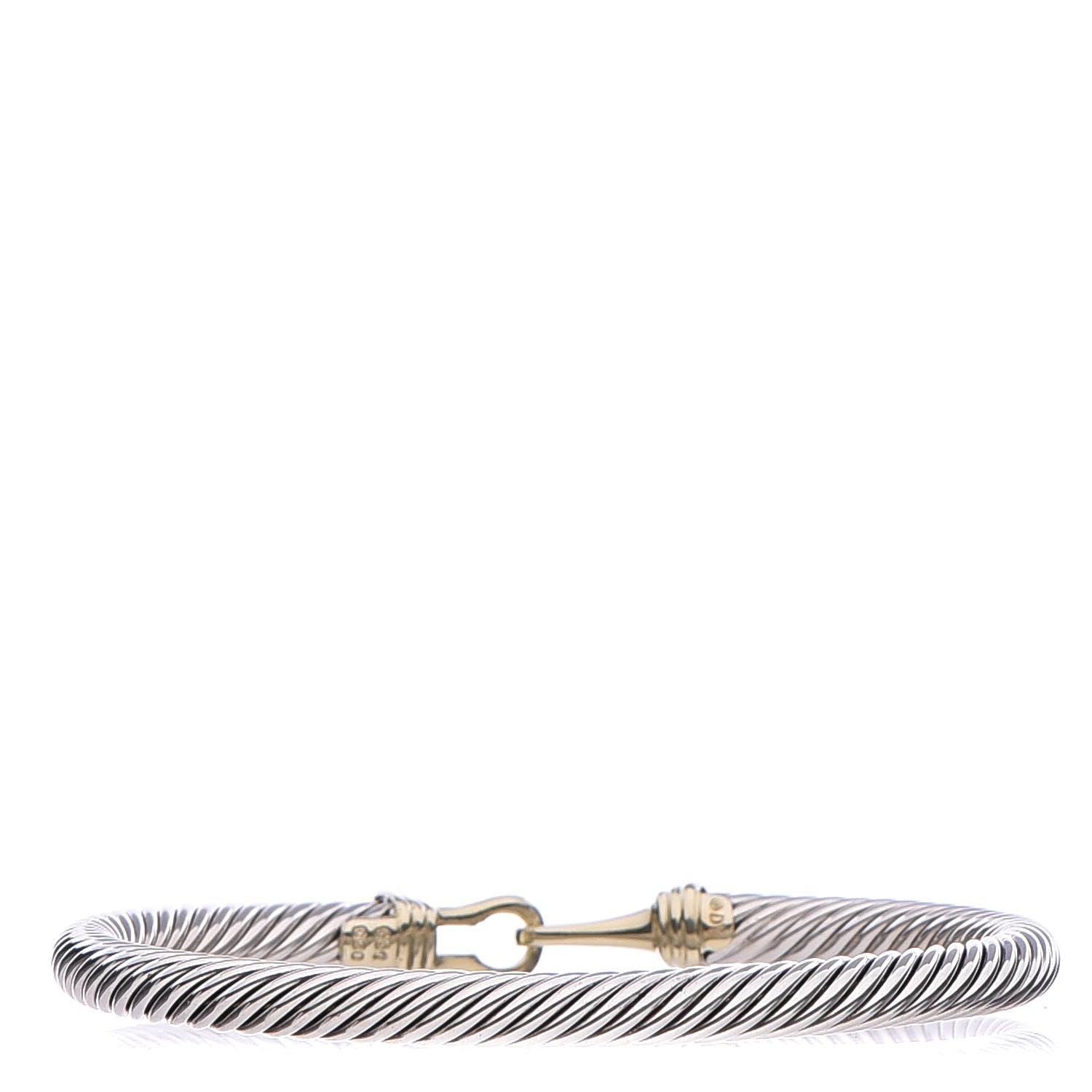 David Yurman Sterling Silver 14K Yellow Gold 5mm Cable Classic Buckle Bracelet 3 of 5