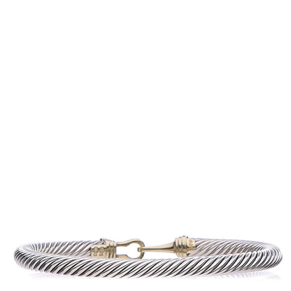 David Yurman Sterling Silver 14K Yellow Gold 5mm Cable Classic Buckle Bracelet 3 of 5