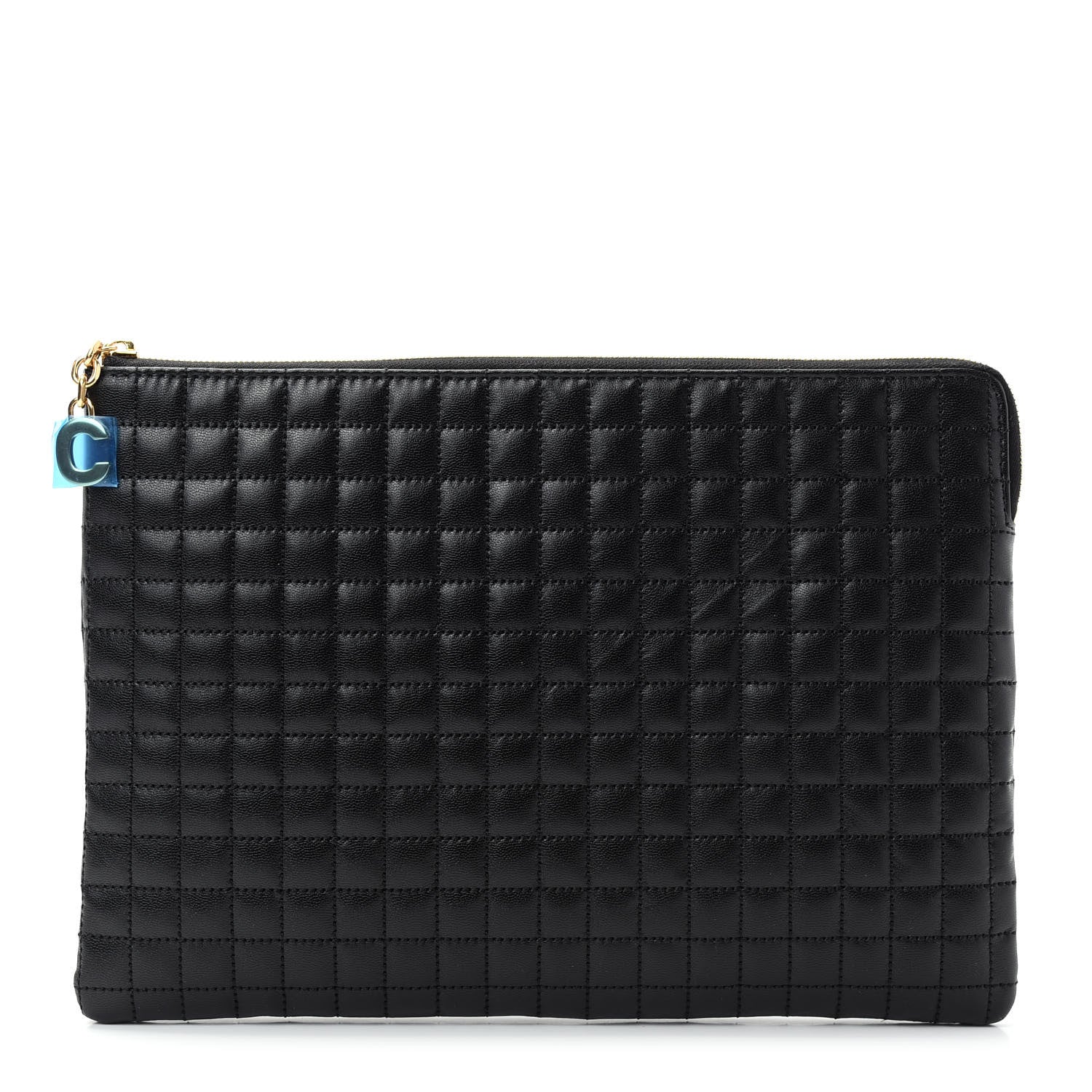 Celine Calfskin Quilted C Charm Pouch Black 1 of 8