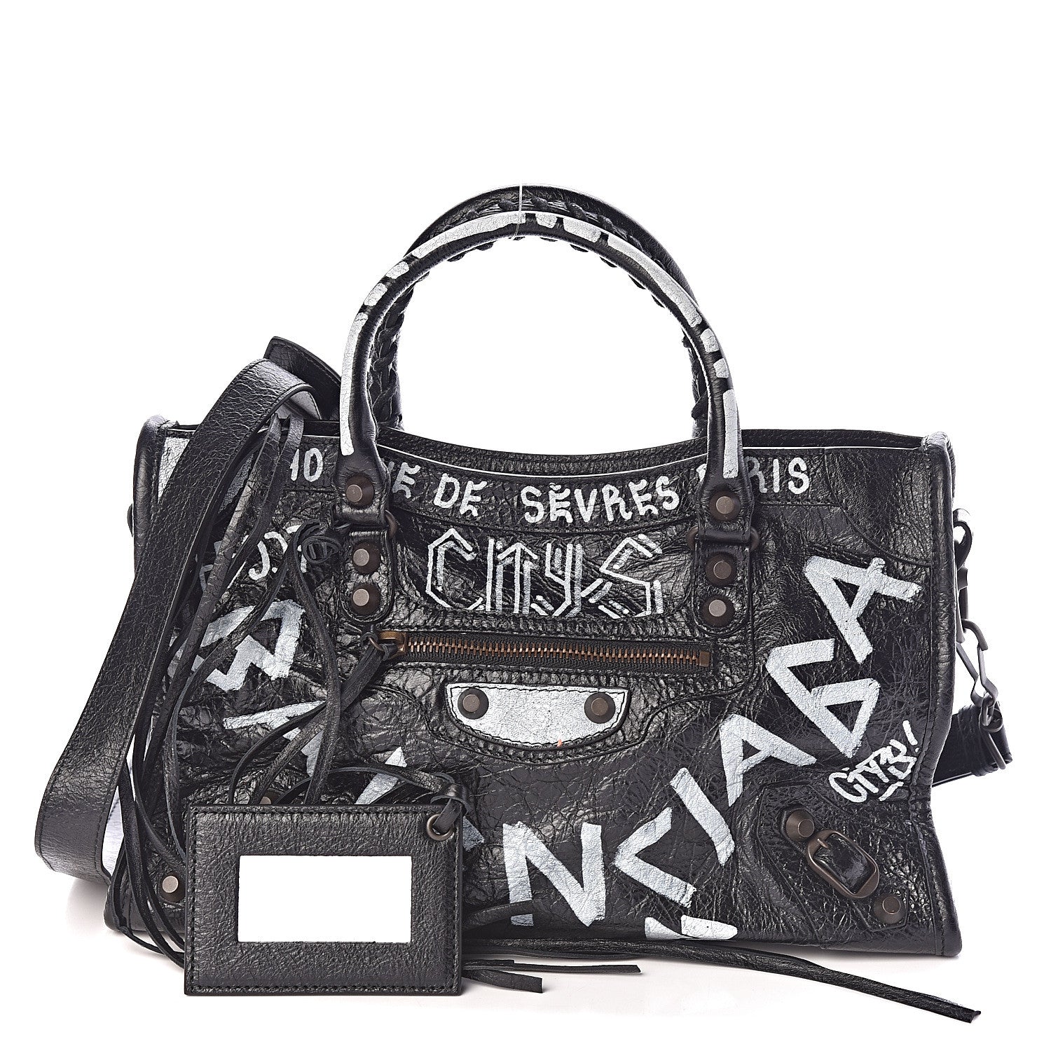 Balenciaga Agneau Classic Hardware Graffiti All Over S City Black 1 of 10