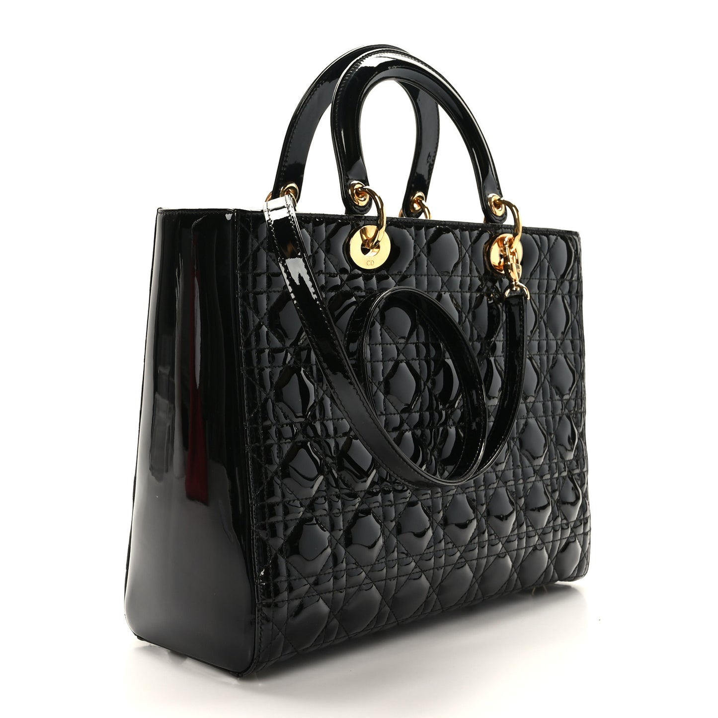 Patent Cannage Large Lady Dior Black