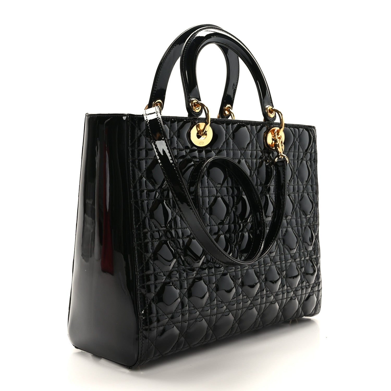 Christian Dior Patent Cannage Large Lady Dior Black 3 of 9