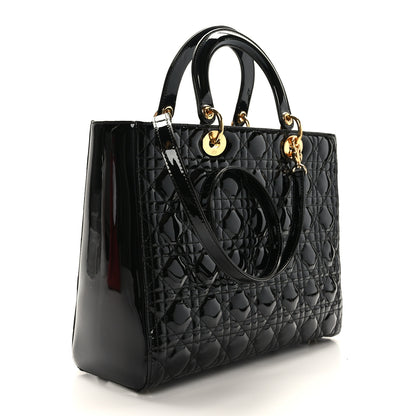 Christian Dior Patent Cannage Large Lady Dior Black 3 of 9