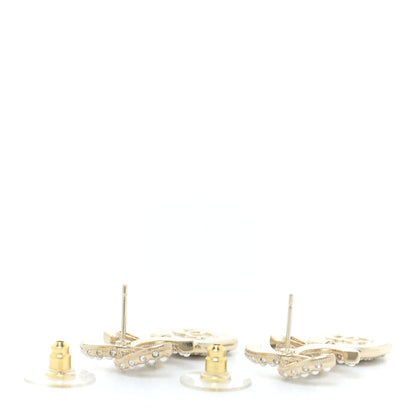 Chanel Pearl Baguette Crystal CC Drop Earrings Gold 3 of 5