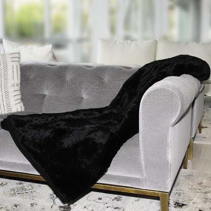 Chanel Rabbit Fur Throw Blanket Black 2 of 4