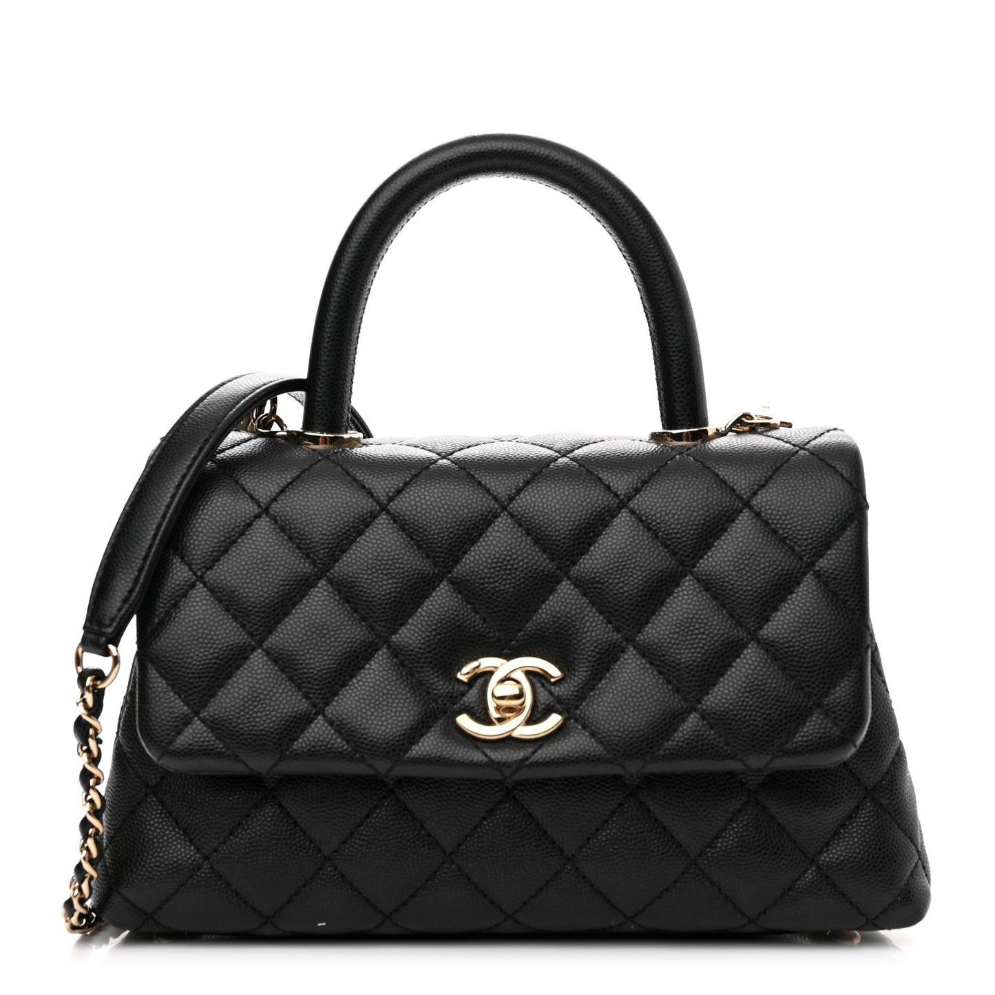 Caviar Quilted Mini Coco Handle Flap Black