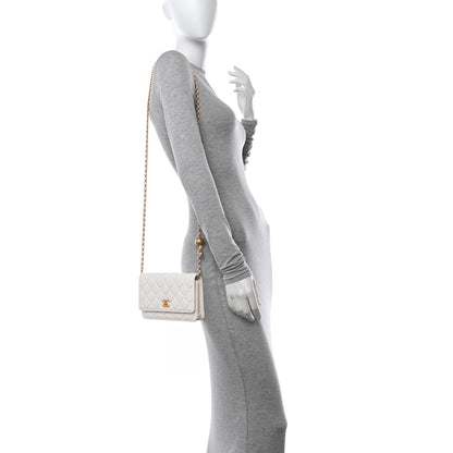 Chanel Lambskin Quilted CC Pearl Crush Wallet on Chain WOC White 2 of 12