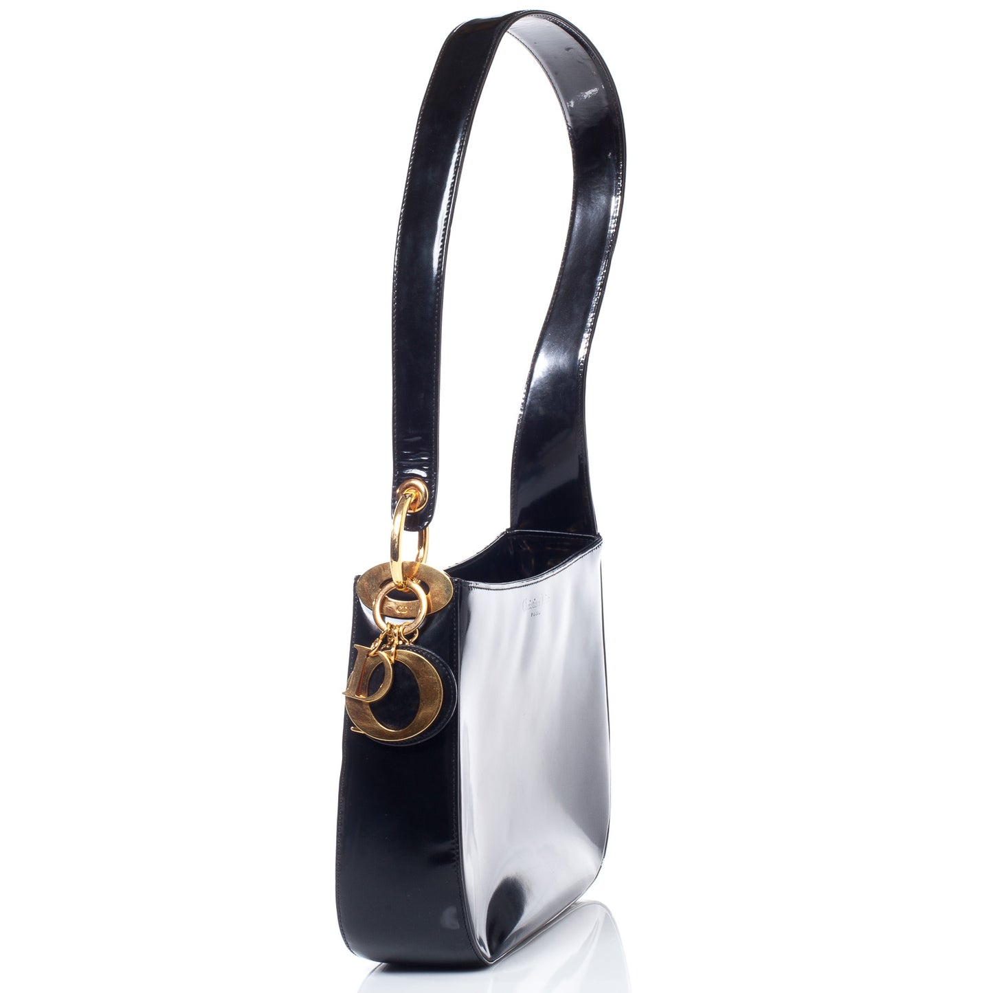 CHRISTIAN DIOR Patent Cannage Hobo Black
