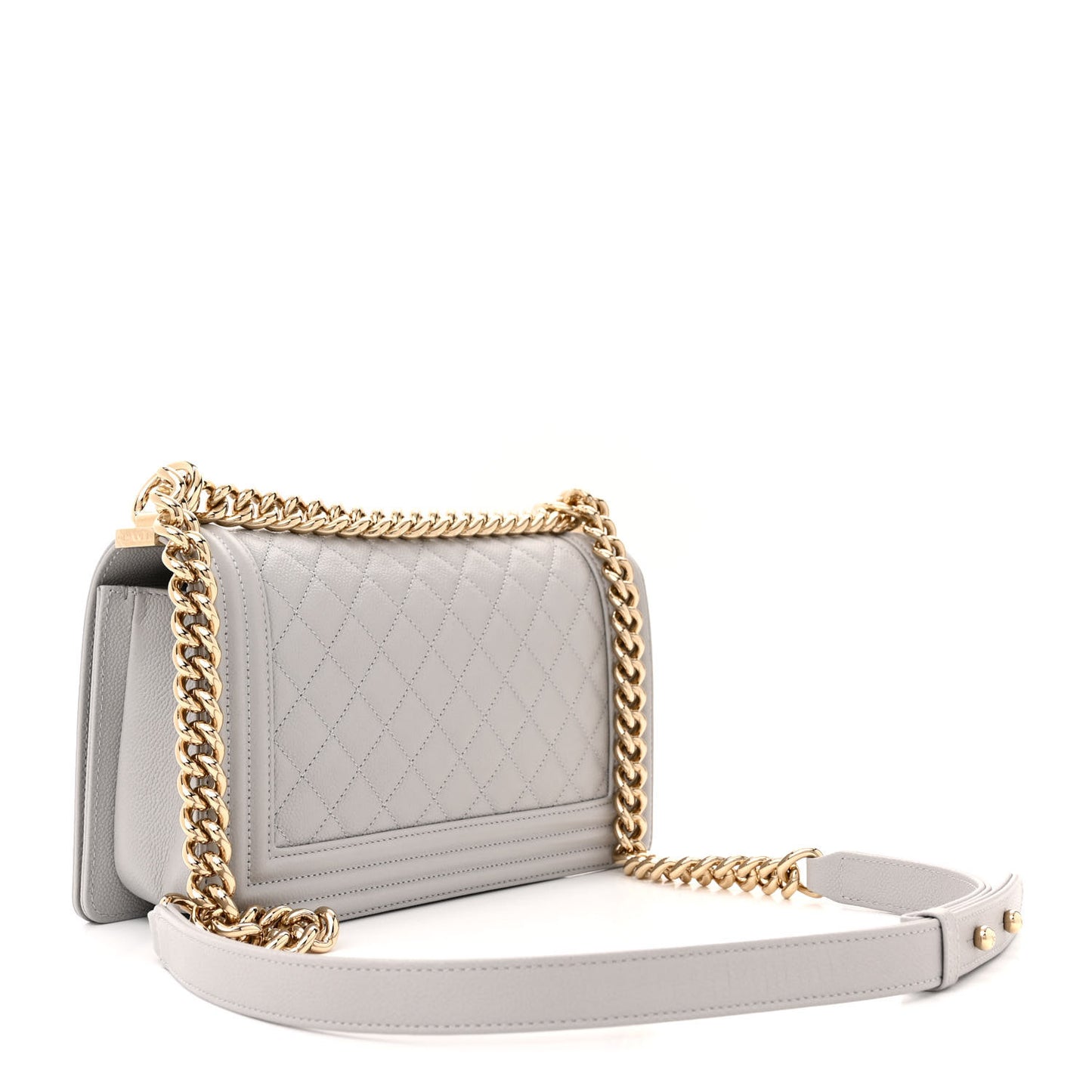Caviar Quilted Medium Boy Flap Grey