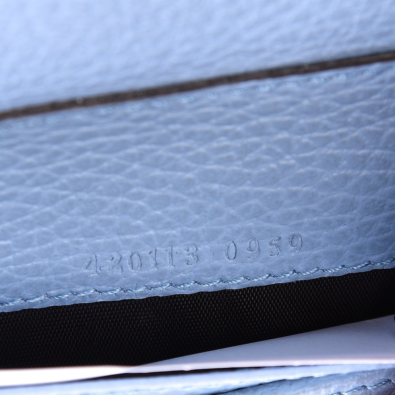 Gucci Monogram Dollar Calfskin Zip Around Compact Wallet Beige Ebony Mineral Blue 7 of 13