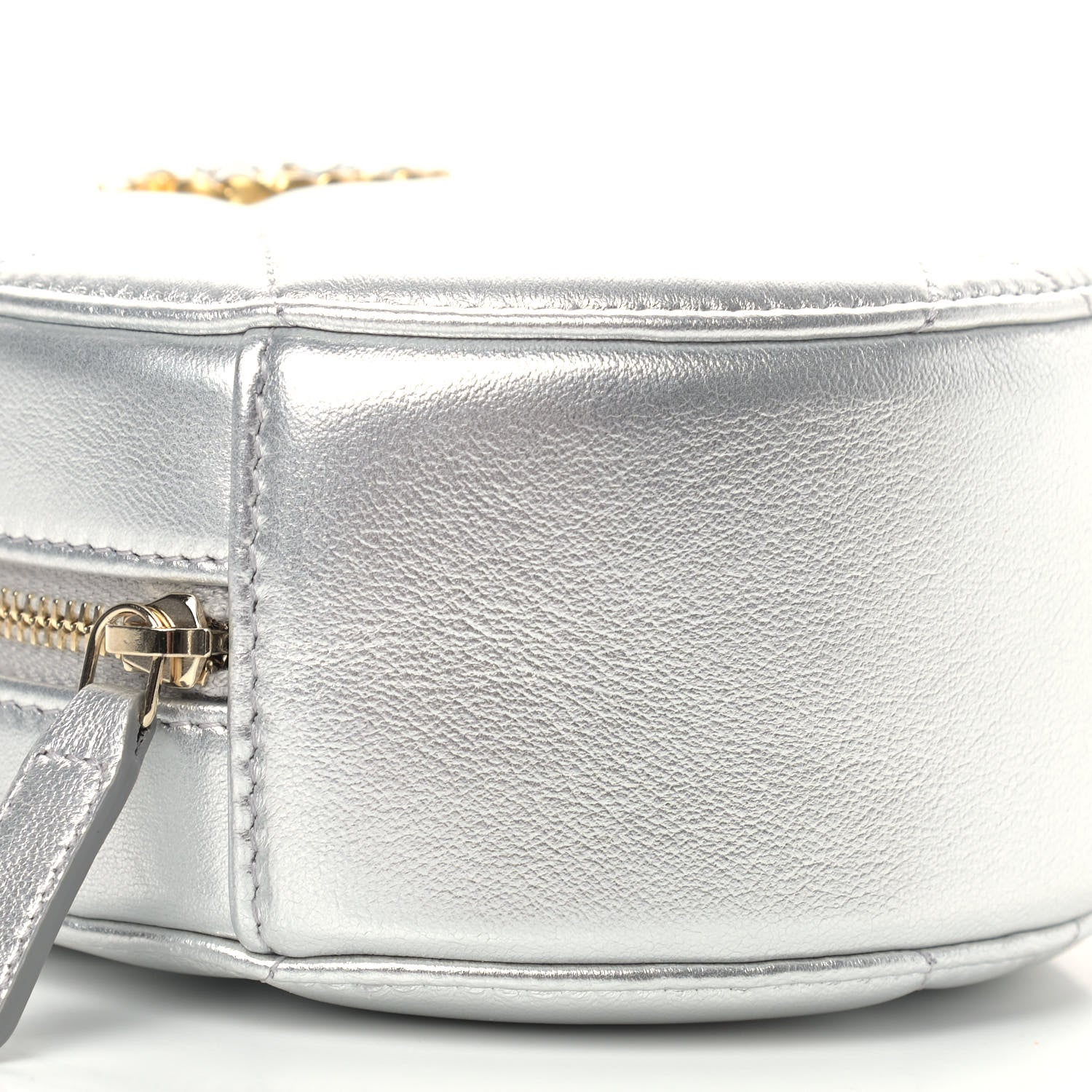 Chanel Metallic Lambskin Quilted Chanel 19 Round Clutch With Chain Silver 8 of 9