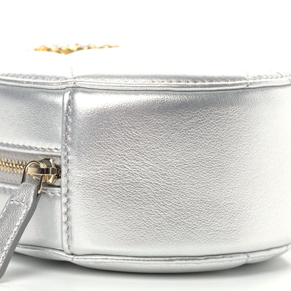 Chanel Metallic Lambskin Quilted Chanel 19 Round Clutch With Chain Silver 8 of 9