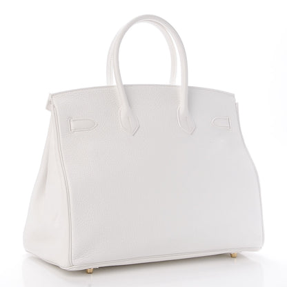 Hermes Taurillon Clemence Birkin 35 White 3 of 34