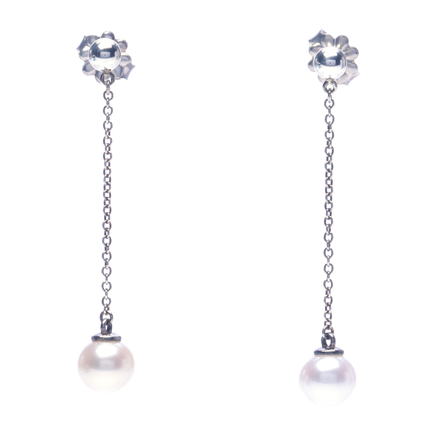 Tiffany Sterling Silver Pearl Ziegfeld Drop Earrings 1 of 6