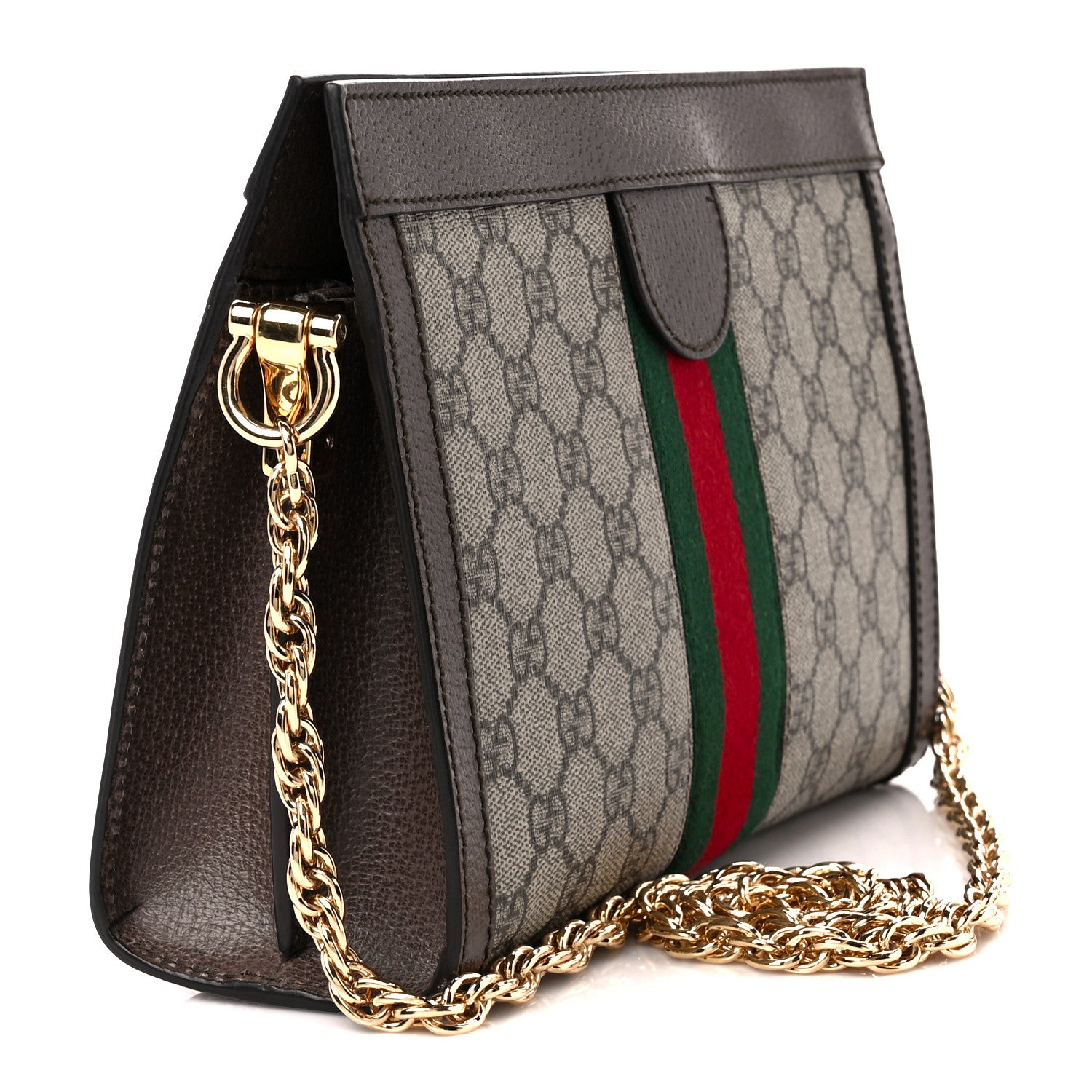 Gucci GG Supreme Monogram Web Small Ophidia Chain Shoulder Bag Brown 3 of 11