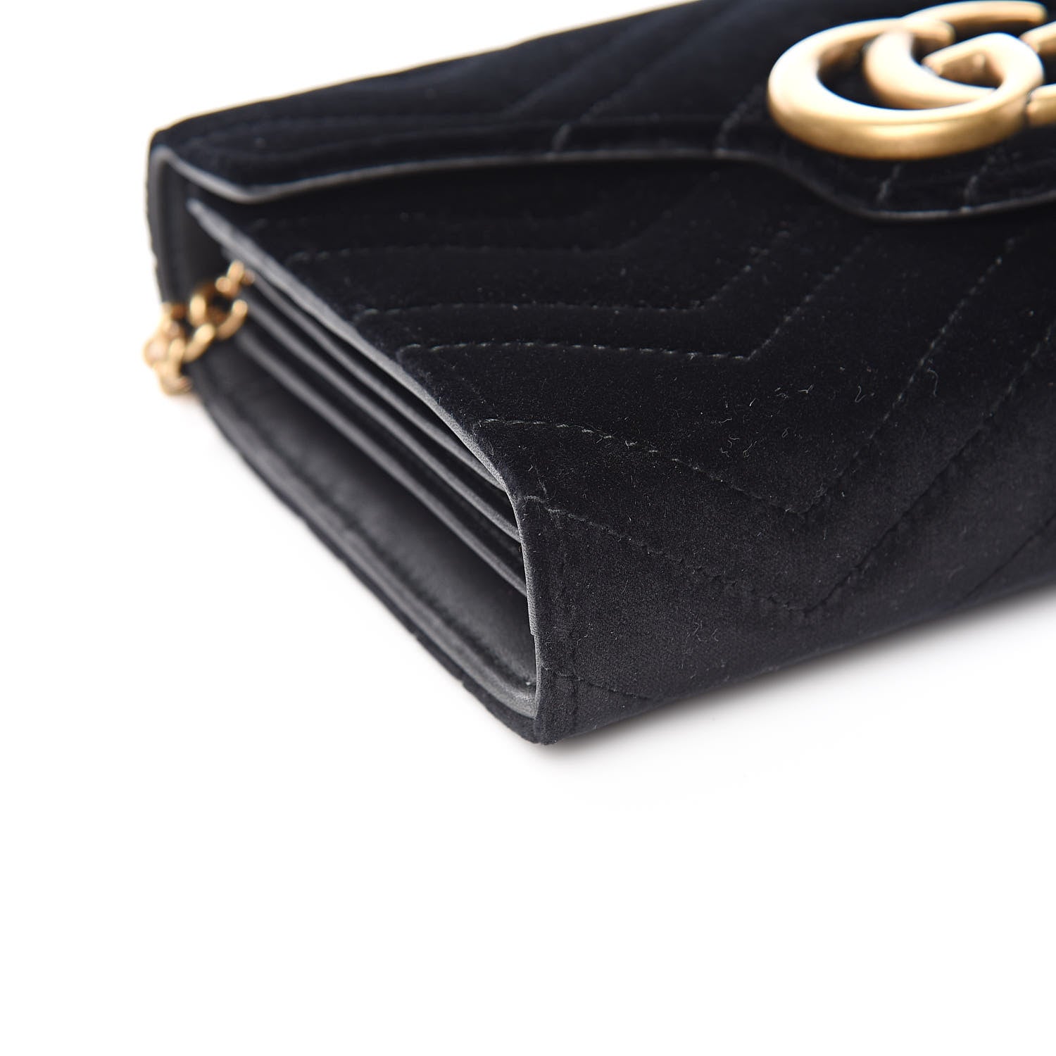 Gucci Velvet Matelasse GG Marmont Chain Wallet Black 8 of 10