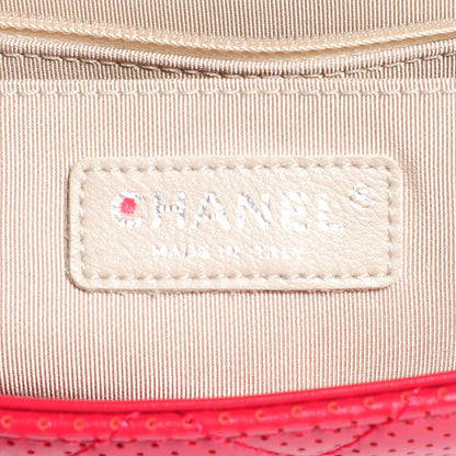 Chanel Perforated Lambskin Jumbo Punch Flap Dark Pink 6 of 8