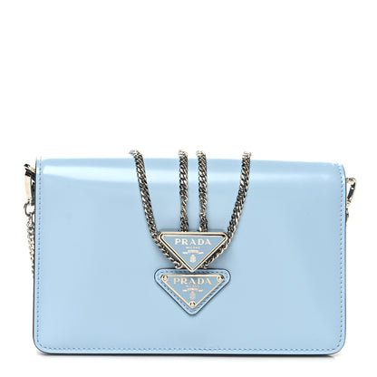 Prada Spazzolato Flap Slide Chain Shoulder Bag Celeste 1 of 11