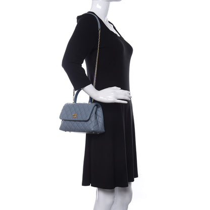 Chanel Caviar Lizard Quilted Mini Coco Handle Flap Light Blue 2 of 10