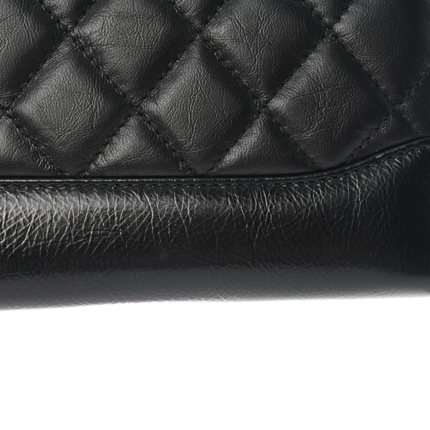 Aged Calfskin Quilted Small Gabrielle Zip Around Wallet Black
