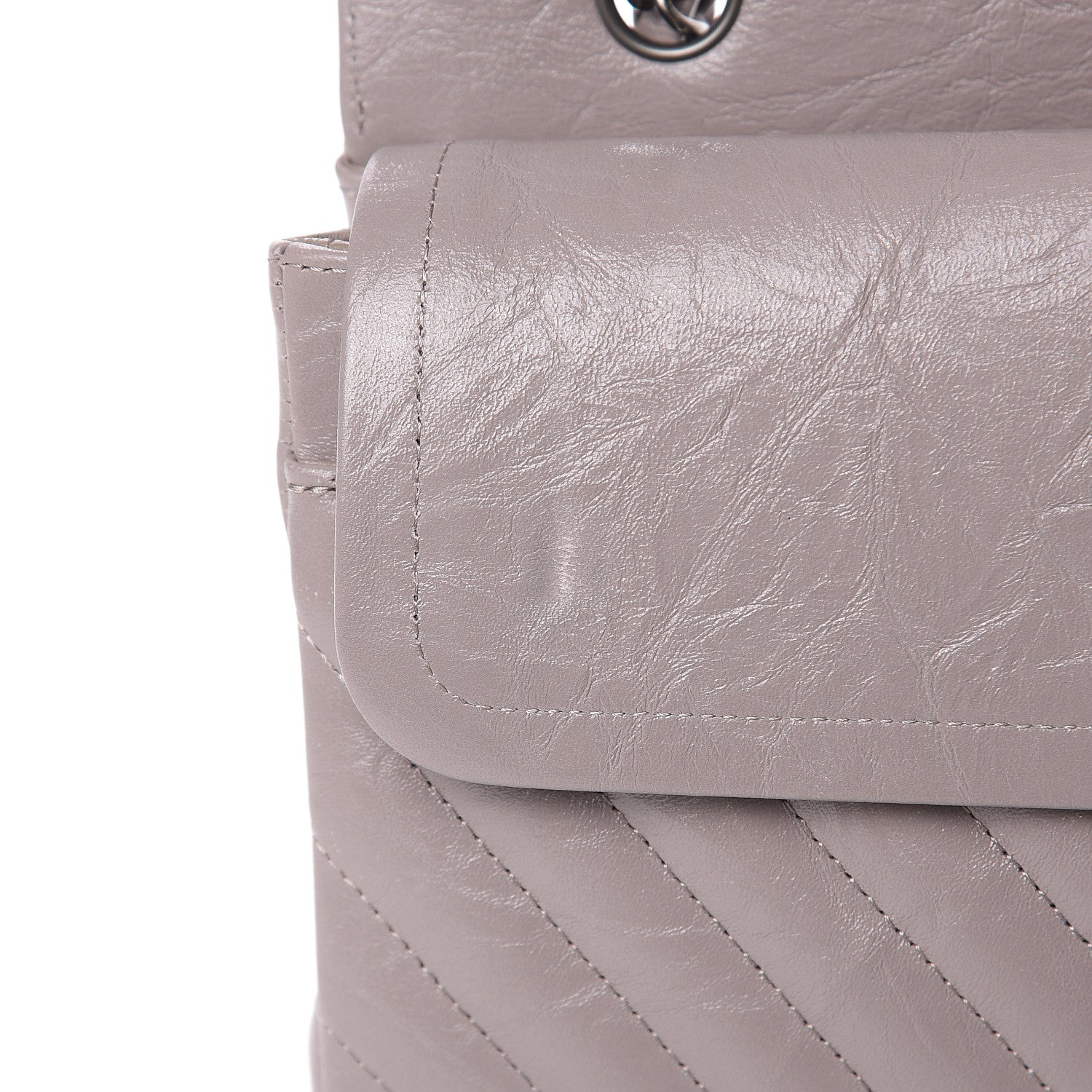 Chanel Iridescent Calfskin Chevron Quilted Medium Double Flap Grey 10 of 11