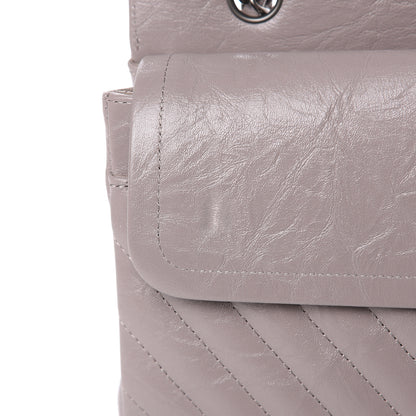 Chanel Iridescent Calfskin Chevron Quilted Medium Double Flap Grey 10 of 11