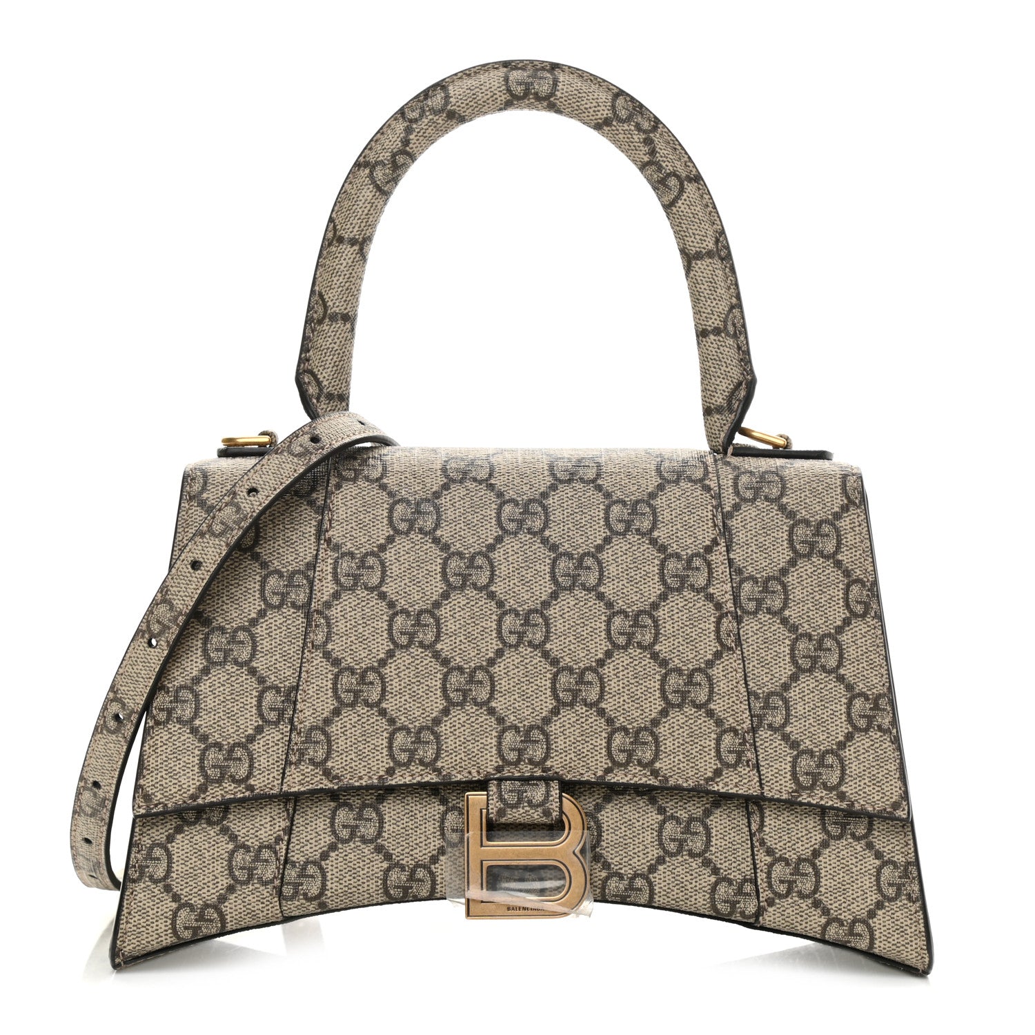 Balenciaga X GUCCI GG Supreme Monogram Small Hourglass Top Handle Bag Beige Ebony 1 of 13
